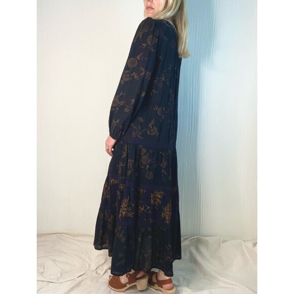 ULLA JOHNSON Varanasi Black Floral Long Sleeve Cotton Maxi Dress NWT US 4 - Picture 6 of 16